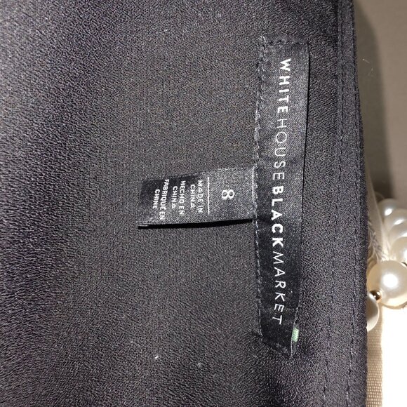 White House Black Market Floral Embroidered Black Chiffon Top – Size 8 - Picture 5 of 6